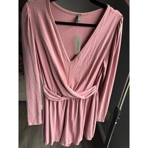 Francesca’s Women’s Wrap Long Sleeve Dress Pink Size Large NWT